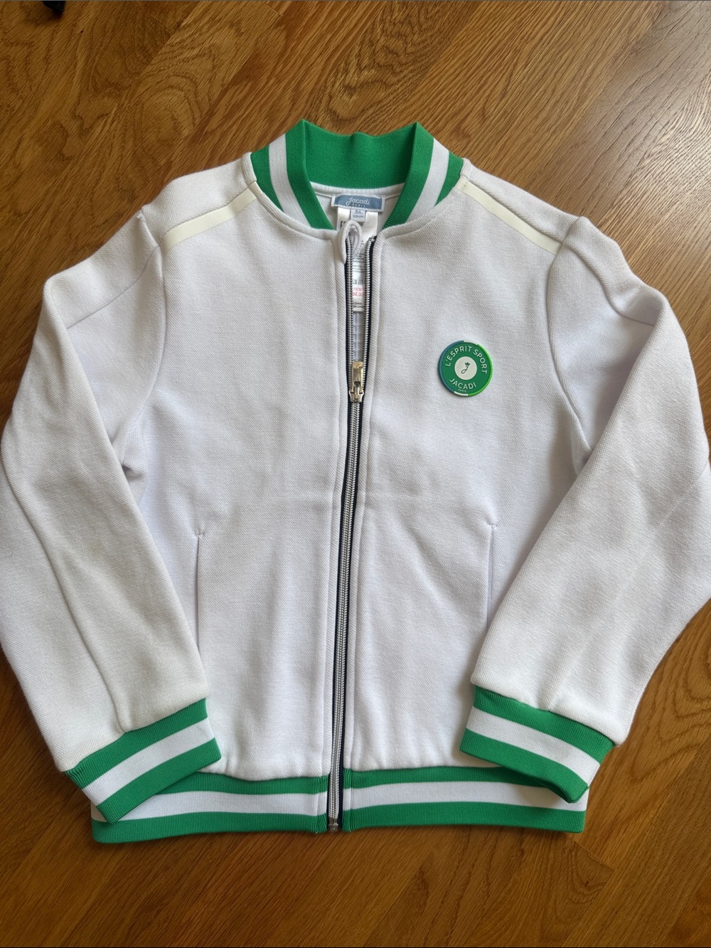 Jacadi 3 Piece Set White and Green Zip-Front Kids Jacket+Skirt+Shirt Tennis - Picture 4 of 15